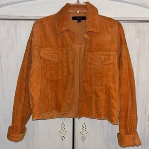 Cropped Corduroy Orange Jacket Size Medium Forever 21 Excellent Condition